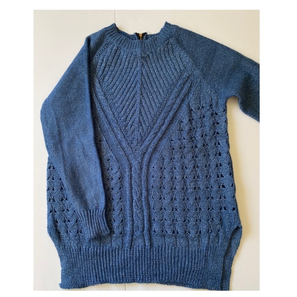 Paper crane Oversized knit pullover blue gray M